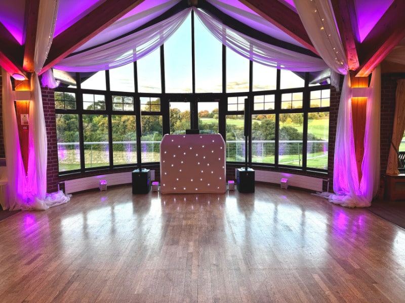 DJ Booth by London Event DJs Professional DJ booth setup at a London Event DJs celebration